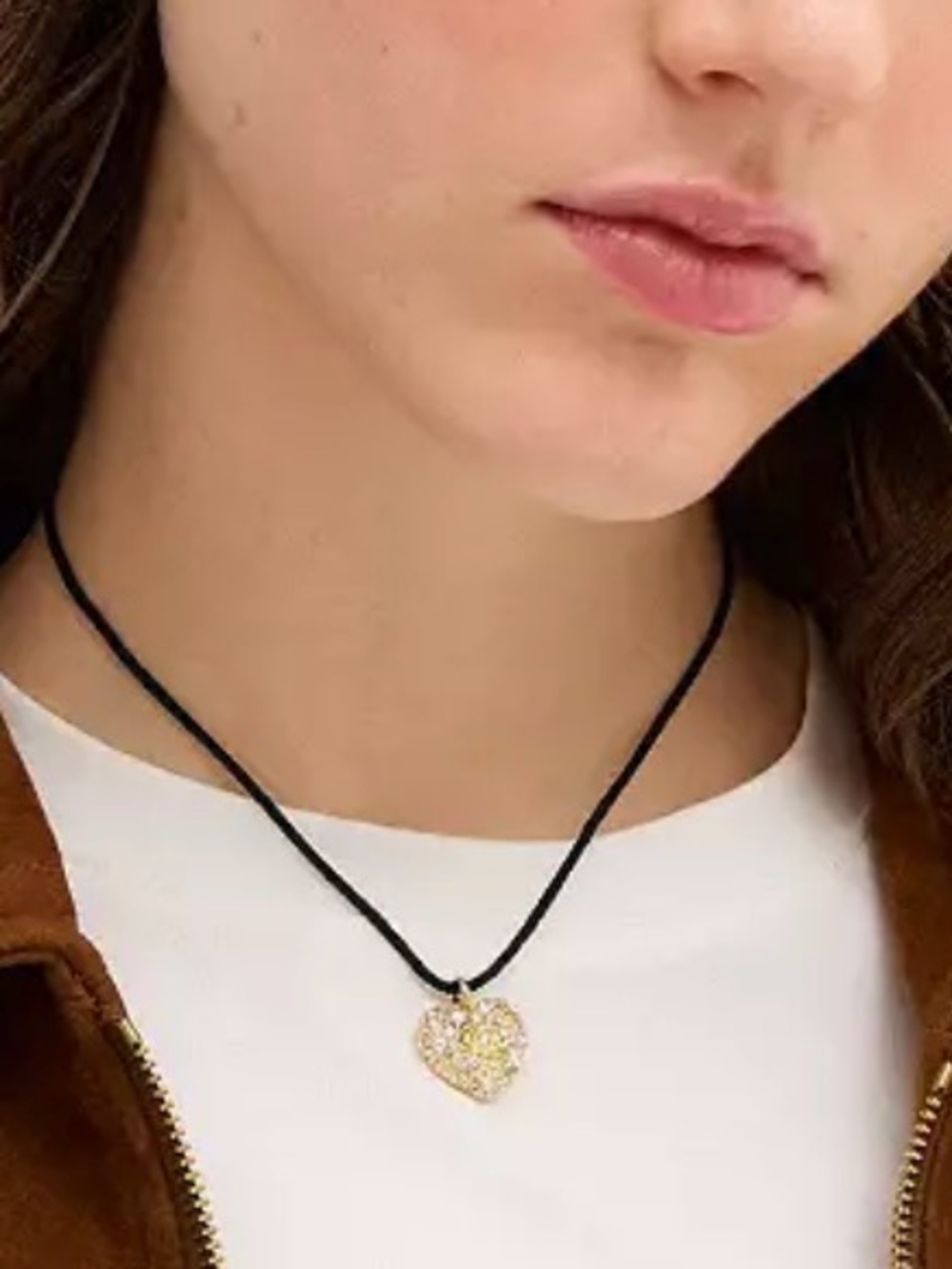 Coach Pavé Heart Cord Pendant Necklace . New no tag